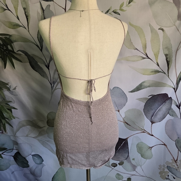 Silver Shimmer Sheer Swim Coverup in Dusty Mauve sz M - Picture 3 of 7